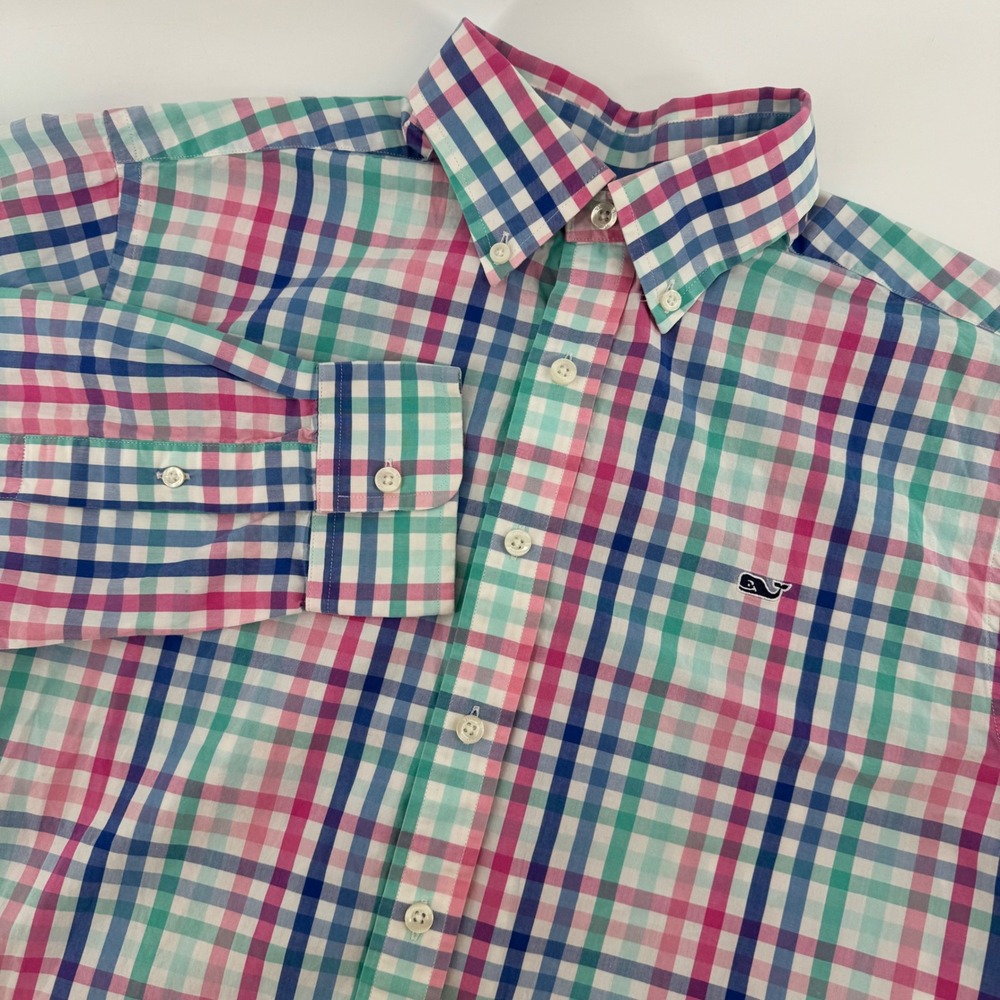 Vineyard Vines Slim Fit Whale Shirt Mens Medium Multi Plaid 1W2125 Button Down